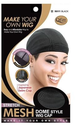 Qfitt Mesh Dome Style Wig Cap by 5011 Black, Black, One size