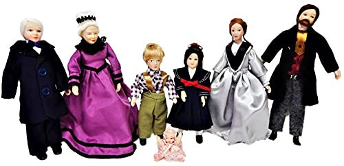 Melody Jane Puppenhaus Viktorianisch Familie mit 7 People Miniatur Porzellan Figuren