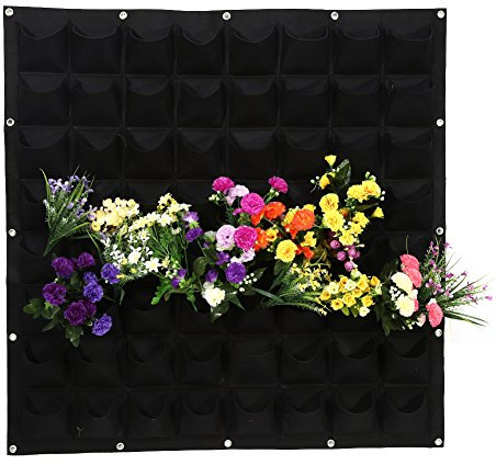 64 tasche borsa da piantatura verticale appeso a parete fioriere borse fioriera contenitore per giardino decorazione esterna(nero),Coltiva La Borsa
