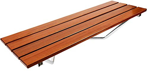 PrimeMatik - Siège de Douche Rabattable. Chaise Pliant en Bois Tropical et Aluminium 900x338mm