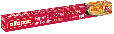 Alfapac - Papier Cuisson Naturel 15 Feuilles - Origine France Garantie, Blanc