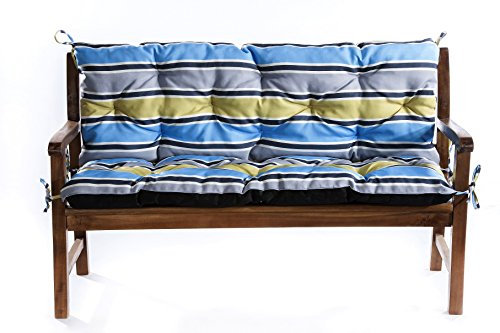 Gutekissen® Bankkissen, Sitzkissen, Gartenkissen, Steppkissen, Doppelkissen, Sitzmöbel, Gartenschaukel, Gartenmöbel L (180x60x50, Blau-Gelb 5)