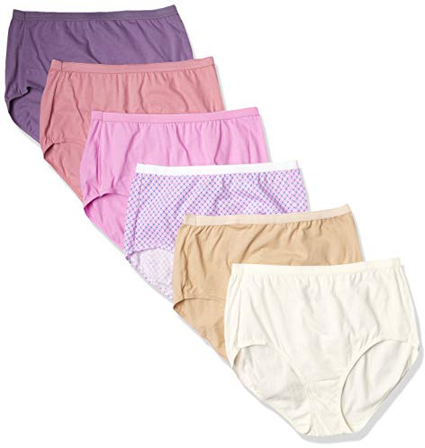 JUST MY SIZE Women's Plus Size Cool Comfort Cotton High Brief 6-Pack, Assorted, 11 (16156C)