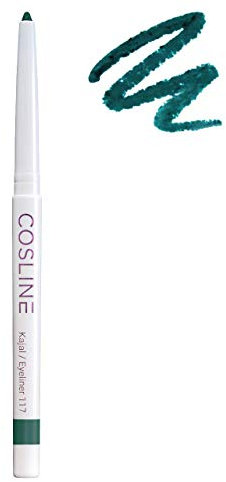 COSLINE Kajal und Eyeliner 117 Darkgreen, Grün, Wasserfester Kajal, Verschmiert nicht, Dunkelgrüner Lidstrich, Weiches Auftragen, Starke Pigmentierung, Vegan, Made in Germany