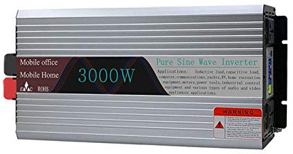 3000W (Pico 6000W) Onda Sinusoidal Inversor De Corriente 12V A 220V Transformador con Pantalla LED para Sistema Solar, Casa, Uso del Coche-12V