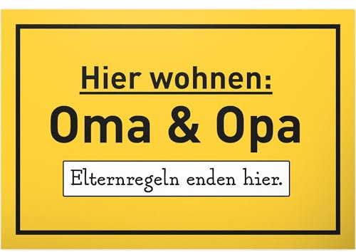 DankeDir! Hier wohnen Oma & Opa - Schild 30 x 20 cm - Partydeko Deko Muttertag Oma Geburtstagsgeschenk Geschenk - GroßelternGeburtstag Weihnachten Karte Enkel Geschenkidee