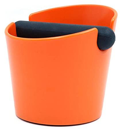 ANCLLO Kaffeeklopfbox Behälter für Kaffeesatz ABS Kunststoff Espresso Barista Zubehör Kaffeemühle Mülleimer mit abnehmbarer Gummi-Klopfstange und rutschfestem Boden orange