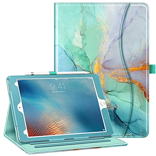 FINTIE Funda para iPad Pro de 9.7 Pulgadas versión 2016 - [Protección de Esquinas] Funda con función Atril Inteligente con Bolsillo, Soporte para lápices, Encendido y Apagado automático, mármol