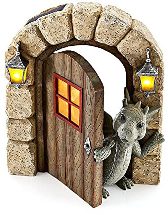 Facynde Gartendrachen Figuren Deko Drache Gartenfigur Polyresin Dinosaurier Meditierte Statue Wetterfest Garten Drachen Figuren FüR Outdoor-Hof Dekoration Garten Harzstatue