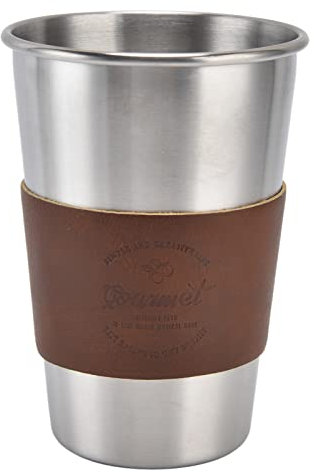 Edelstahlbecher, Metallbecher mit Kunstlederbezug Simple Fashion Style Metallbecher für Eiswasser-Eistee-Milch-Bier-Cocktails(Gourmet)