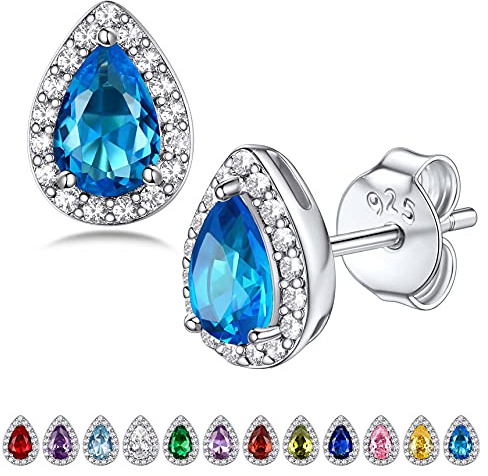 Bestyle Silber 925 Birne Kristall Ohrringe Damen, Ohrschmuck Geschenk für Valentinstag