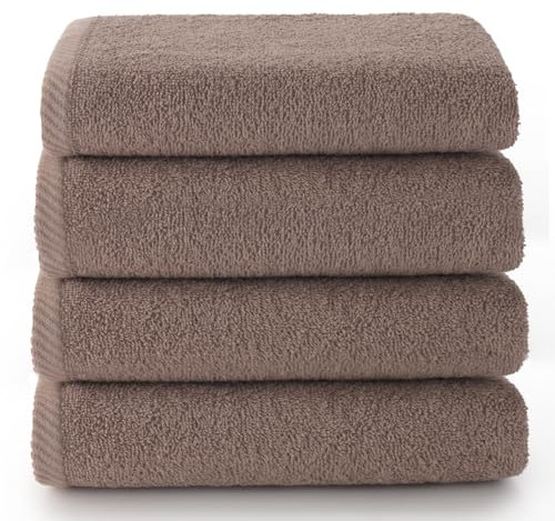 Top Towel - Plus - Serviettes de Bain - 4 Serviettes de Visage ou Bidet - 30 x 50 cm - 100% Coton - Vison