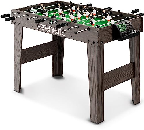 Serenelife Tischkicker Kinder & Erwachsene – Kickertisch mit gewichteten Kickers – Tischfussball für 4 Bälle für Kinder & Erwachsene ab 12 Jahren – robuster Fußball mit Stahlstangen für Zuhause