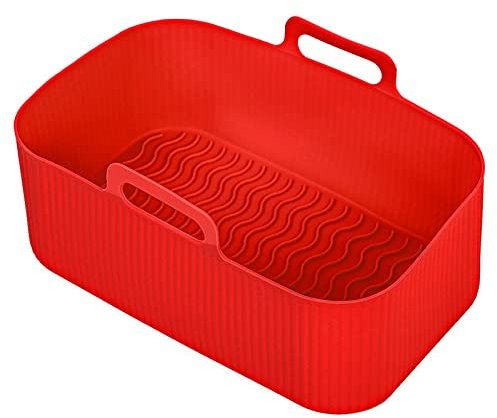SPARES2GO Basket Compatible with Tower Air Fryer T17088 T17100 Vortx 9L Drawer Liner Silicone (Pack of 1, Red)