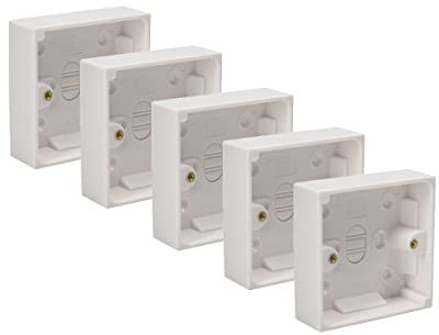 Axiom Surface Mounted Back Box Pattress Single 1 Gang 25mm Deep Electrical Socket, White (5)