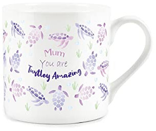 Purely Home Turtley Amazing Mum Design Mug - Fine Bone China White Mothers Day Mug Coffee/Tea Gift
