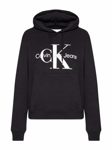 Calvin Klein Damen Hoodie Core Monologo mit Kapuze, Schwarz (Ck Black), L