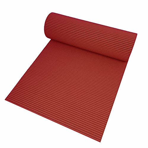 Badematte Bodenbelag Duschvorleger - Uni Rot Eckig 65 x 160 cm - Weichschaum Bodenmatte Badteppich Antirutsch Vorleger Matte