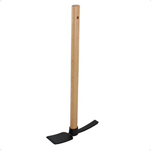 Galaflor - Kleinhacke aus Stahl - 50 cm Gartenhacke mit Holz-Griff | Kombihacke mit 2,5 cm schmalem & 6 cm breitem Blatt - Gartenwerkzeug zum Jäten und für die Beetpflege mit