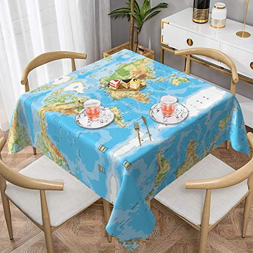 Tischdecke mit Weltkarte-Druck, rund, 152 x 152 cm, perfekt für Buffet-Tische, Partys