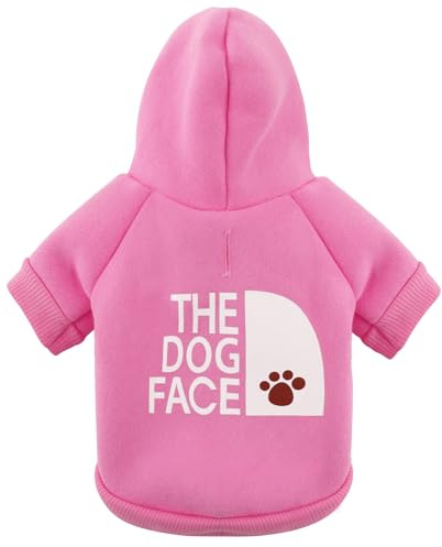 Paiaite Sweat à Capuche Rose Chaud et élégant pour Chihuahua, Sweat à imprimé « The Dog Face », vêtements pour Animaux, Manteau Tout-en-Un, Parfait pour l'hiver et Les fraîches Nuits d'été, XXL