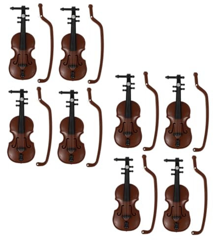 Cabilock 8st Puppenhaus-Geige Geige Mit Bogen Miniatur-spielzeuggeige Mini-geigenspielzeug Miniatur-puppenhausmodell Geigenspielzeug Miniatur Spielzeuggeigen Musical Violine Plastik Zubehör