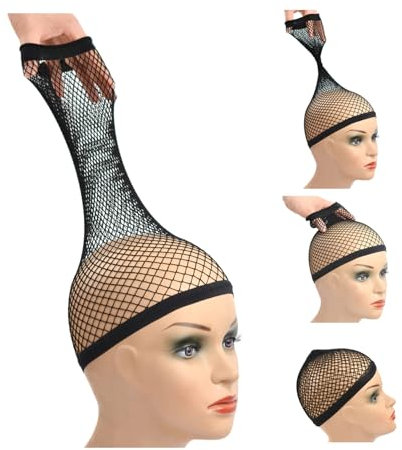 2 Stück Wig Cap Netz Perückenkappe Hair Net for Wig Perückennetz Haarnetz für Perücken (Schwarz L)