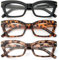 kollyseek 3 Pack Occhiali da Lettura Cateye Donna Retrò anti-blu Comodi e Alla Moda Grande Cat Eye,1.0 1.5 2.0 2.5 3.0 3.5 Nero, tartaruga, marrone 3.0