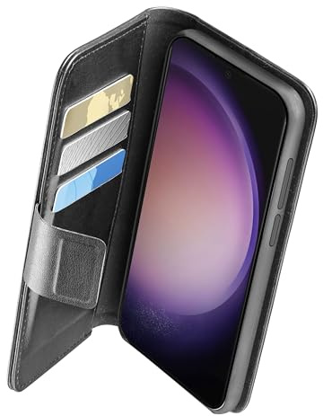 cellularline - Book Agenda - Galaxy S24 Ultra - Eleganz und Funktionalität in Einer einzigen Lösung - mit integrierter mikrobaner antibakterieller Technologie - Schwarz
