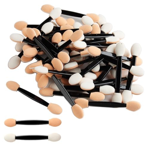 Fcozpjk Disposable Eyeshadow Applicators, 100PCS Chrome Nail Powder Applicator Brush, Dual Side Eye Shadow Sponge Sticks, Nail Glitter Powder Pigment Pen Brush, Nail Art Applicator Tools