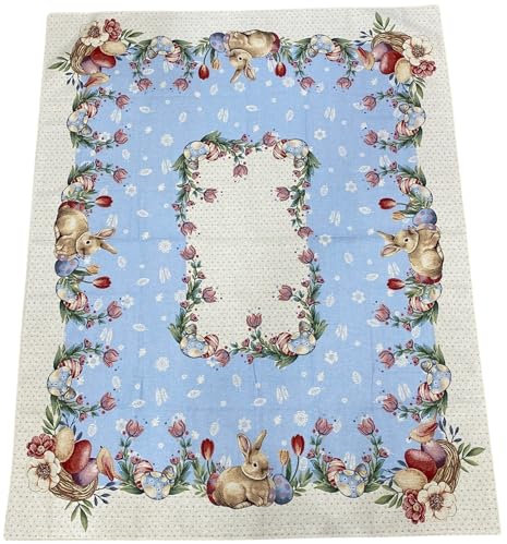 EmilyHome OSTER-Tischdecke aus Gobelin-Stoff mit Rahmen (ohne Servietten) (Alice, quadratisch x 4 Plätze 90 x 90 cm)