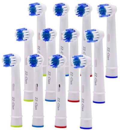 ZZ-Clan Aufsteckbürsten kompatibel mit Oral-B - Ersatzbürsten für elektrische Zahnbürsten, Precision Clean, Vitality & Professional – Aufsätze (12 Bürstenköpfe)