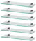 Harbour Housewares Floating Glass Wall Shelves - 60cm - Pack of 6 - Shelving Storage Vanity Display Shelf Unit with Silver Brackets for Bathroom, Shower, Kitchen, Living Room
