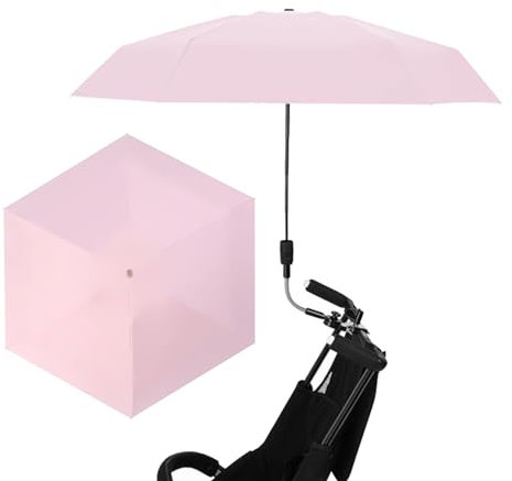 Parasol de Plage de 35,4 Pouces pour Chaise, Parapluie de Poussette Universel avec Pince Réglable, Parasol D'ombrage Portable pour Chaises de Plage, Accessoires de Voyage de Camping,(Rose)