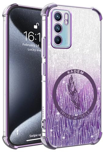 YUXING Cover per Oppo Reno 6 5G / Reno6 5G Case Custodia Glitter Donne Ragazze Bling Brilla Brillante Trasparente TPU Antiurto Bumper Back Cover - (Purple)