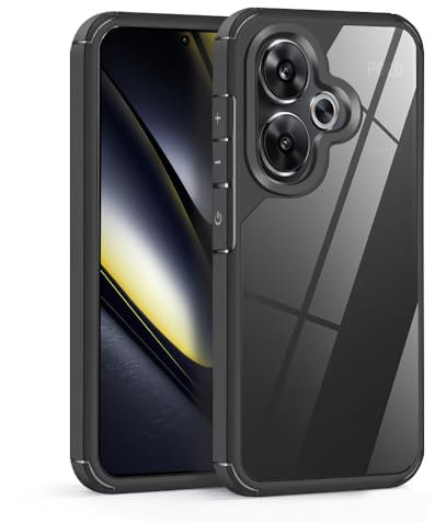 Loyhee Funda para Xiaomi Poco F6 (6.67), Protección contra Caídas Grado Militar Antigolpes, Carcasa Respaldo Transparente PC Antiarañazos + Marco TPU Suave, Antihuellas - Negro