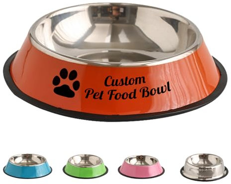 Gamelle personnalisée en acier inoxydable pour chien et chat - avec nom personnalisé gamelles pour animaux - avec fond antidérapant, Convient pour les chiens de petite, moyenne et grande taille.