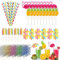 Cocktail Drinks Decorations Accessories Including Umbrellas Stirrers Reuseable Paper Straws Sparkler Sticks Pineapple Stirrers Flamingo Stirrers for Beach Birthday Festival Tropical Summer Pool Party