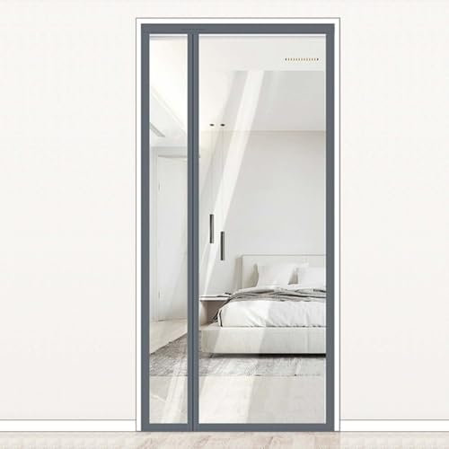 Wärmeschutzvorhang Magnet Wärmeschutzvorhang Für Türen Ohne Bohren 70x200cm 90x190cm Kälteschutz Und Wärmeschutz Transparenter Vorhang(Grau,W120*H210cm)