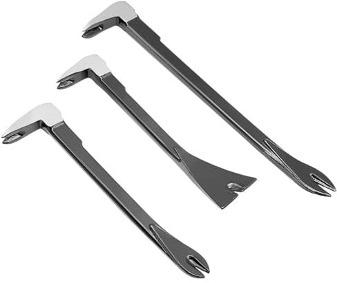 3Pcs Nail Puller Set, 8” and 12” Pry Bar and Chisel Scraperand Chisel Scraper, Mini Pry Bar, Nail Puller Pry Bar and Chisel Scraper, Cats Paw Nail Puller Tool