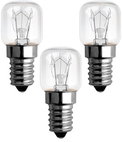 Blakapoo Bombillas E14 15W Lampara Sal, T20 Bombilla para horno E14 300 Grados, Blanco Cálida 2700K Regulable 220-240V, para de Microondas, frigorífico, Máquina de Coser, Quemador de Cera, 3 Piezas
