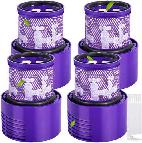 ROELLY Staubsauger Filter für Dyson V10 SV12,Passend für Dyson Cyclone V10 Absolute,Animal,Motorhead,Total Clean,Teilenummer 969082-01,4 filter und 1 Reinigungsbürste,Waschbar Wiederverwendbar