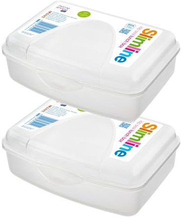 HOMESHOPA School Lunch Box, 2 Pack 1.3 Litre, BPA-Free, Airtight Sandwich Boxes, Leakproof & Stackable Reusable Food Storage Container, Fridge & Dishwasher Safe
