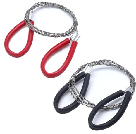 SGERUFZ 4 pièces Scie à main avec boucles Pratique Rapide à ranger Équipement de survie pour camping, jardin, extérieur (80 cm) (Acier inoxydable)