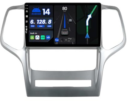 BXLIYER - 6G+128G - Android 14 IPS Autoradio für Jeep Grand Cherokee WK2 (2008-2013) GPS Navigation Radio - CarPlay Android Auto DSP - DAB Lenkradsteuerung 4G 360-CAM WiFi - Kamera MIC - 9 Zoll 2 Din