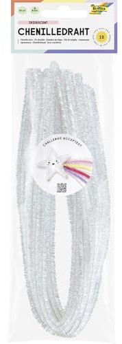 folia 77866 - Chenilledraht IRIDESCENT, 10 irisierend-schillernde Pfeifenputzer, 50cm x Ø 8 mm, zum Basteln und Gestalten kleiner Chenille-Figuren