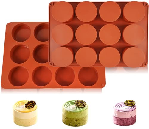 Mu Mianhua 2 PCS Round Silicone Moulds Silicone Cake Mold Chocolate Mold, Mini Cheesecake Molds Round Cylinder for Cake Pops, Candy Jelly, Chocolate Cookie, Bath Bomb Soap