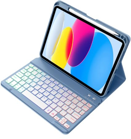 Vobafe Hülle mit Tastatur für iPad A16 11 10 Generation,Air 12 Zoll,Weinrot