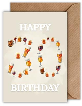 WBdesignz – Geburtstagskarte „Happy 30th Birthday mit Biergläsern“ mit Umschlag – Lustige Karte zum 30. Geburtstag für Männer & Bierliebhaber (DIN A6)