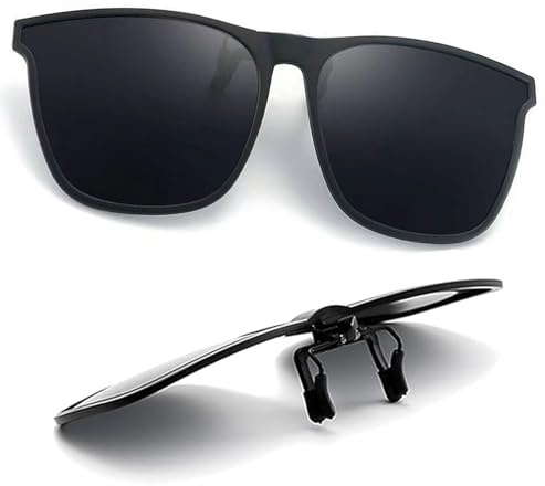 ZALAOR Polarised Clip On Sunglasses Over Prescription Glasses – UV400 Anti-Glare Flip Up Sunglass Clip Ons for Men Women – Lightweight Clip On Sun Glasses for Driving Travel Outdoor
